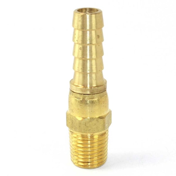 Interstate Pneumatics Brass Hose Fitting, Connector, 3/8 Inch Swivel Barb x 1/4 Inch Male NPT End FMS146 - main